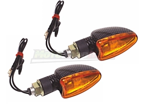 Motorcycle Indicators Carbon Look Short Approved
