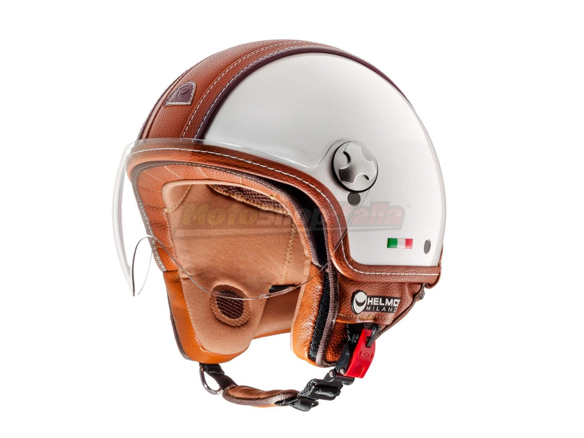 Casco Jet Pelle Dura Helmo Milano Omologato